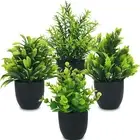 4 Packs Fake Plants Small Potted Plants 7" Mini Artificial Faux Plants Eucapl...