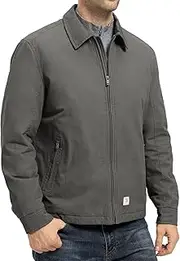 [TBMPOY] Men's Work Jackets Cotton Fall Coats Full Zip Warm Windbreaker Spring Collar Jacket Casual Work Outwear