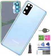Galaxy S20 Back Glass Replacement Back Cover Glass Housing Door with Camera Lens and Pre-Installed Tape for Samsung Galaxy S20 with Tools (Cloud Blue)