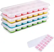 FUNNTY Silicone Ice Cube Trays, 4 Pack Stackable Silicone Ice Cube Mold with ...