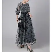 A-Line Dress Mother of the Bride Dress Formal Elegant Vintage See Through Jewel Neck Ankle Length Chiffon Half Sleeve with Lace Embroidery 2025
