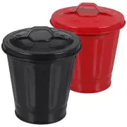 2pcs Metal Desktop Wastebasket Office Waste Can Trash Bin Office Table Storage