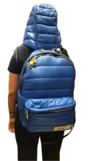 AW20 Moschino Couture Jeremy Scott OVERSIZED Blue Backpack with Attached Hoodie