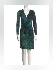AUTH NWT Emilio Pucci Black Green Wool Mini Dress w/ Tags XS sz