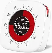 Digital Visual Timer for Kids - USB Rechargeable 60 Minute Count Up Down Toddler Timer Stopwatch for Homeschool Supplies, QINFIEY Desk Timer for Kitchen Classroom Office, ADHD Time Management Tool
