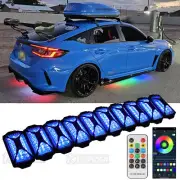 10x RGB LED Pods Rock Light Kit Underbody Neon Lamp Bluetooth For Honda Civic (for: Honda Civic)
