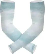 [Yoogain] UV Protection Arm Sleeves UV Protection Light Blue and White Hues Arm Sleeve Tattoo Cover Anti-Run cubre brazos, Light Blue and White Hues