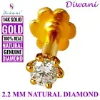 2.2mm Natural i Diamond Engagement Nose Lip Labret Screw Stud Piercing Ring 14k