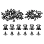 30 Sets 7mm Studs and Spikes Leather Rivets Cone Spikes Button Head Black
