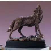 Treasure of Nature Howling Wolf Figurine, Bronze Plated, 13" x 12"
