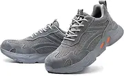 [BIAJIAZHUA] Steel Toe Work Boots Anti-Puncture Anti-Smash Anti-Colision Anti-Stress,Steel Toe Shoes Comfortable Lightweight Breathable,Steel Toe Boots Slip Resistant Waterproof(Gray,5.5)