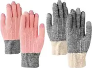 [CLDURHGE] 2 Pairs Winter Gloves Touchscreen Gloves Wool Gloves Knitted Finger Gloves Sport Warm and Windproof Winter Gloves for Skiing Cycling