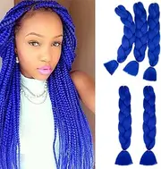 24 Inch Braids Extensions Jumbo Braids Synthetic Hair 5 Bundles 500 g Synthetic Crochet Hair Braiding Hair Afro Box Braiding (Sapphire Blue)