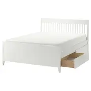 IDANÄS bed frame with storage, white/Luröy, Full/Double