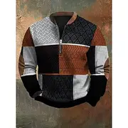 Men's Sweatshirt Quarter Zip Sweatshirt Black Half Zip Color Block Sports Outdoor Daily Holiday Polyester Vintage Streetwear Casual Spring Fall Clothing App