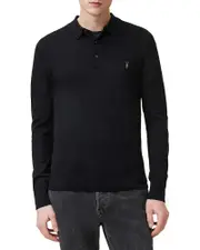Allsaints Mode Regular Fit Merino Wool Long Sleeve Polo Sweater
