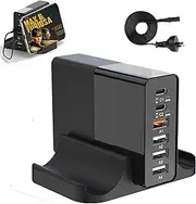 6-Port USB Basecn Charger Station 80W Fast Charger Adapter Desktop/Travel Charging Hub AU Plug Wall Charger 65W 48W/30W/18W/15W Compatible with Laptops MacBook iPhone Smartphone Tablet Smart Watch