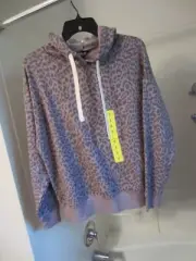 NWT women's long sleeve hoodie Buffalo David Bitton Size S iris leopard