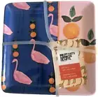 Bouffants & Broken Hearts 6" Square Melamine Plates Pink Flamingos Oranges Set 4