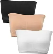 [BELLIFFY] 3pcs Removable Strapless Bandeau Tops Padded Tube Bandeau Bras Tube Removable Pads Strapless Bras Tube Tops for Women Bandeau Tube