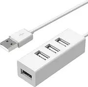 Tunghey USB 2.0 Hub, 4-Port Adapter, USB Extender for Laptop, PC, MacBook, Mac Pro, Mac Mini, iMac, Surface Pro and More (White 15cm)