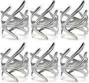 DII Napkin Rings for Weddings, Christmas, Holiday Parties, or Everyday Use, Set of 6, Silver Branch