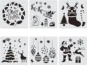 Christmas Stencils, 6 Pcs Reusable Christmas Drawing Stencils for DIY Crafts, Scrabooking, Home Decor, Christmas Decoration (5.9 * 5.9in)