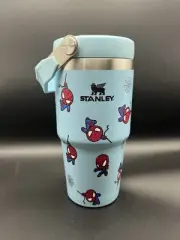 Stanley 20oz Light Blue Spiderman Tumbler Flip straw and Top Handle