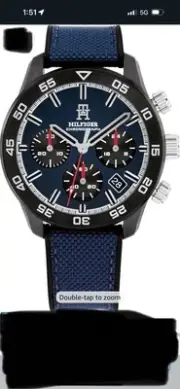 Tommy Hilfiger Men’s Chronograph Watch Cordura Strap Silicone Backing 42mm