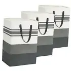 Collapsible Laundry Baskets, 3-Pack 75L Laundry Basket Holder, 3 x 75L Grey