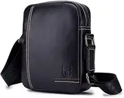 [HARPIMER] Genuine Leather Men Bags Small Shoulder Crossbody Bag for Men Everyday Casual Travel Messenger Bag Handbag Black