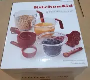 KitchenAid 12 Piece Measuring Set Cups Spoons Set Red and Clear NEW