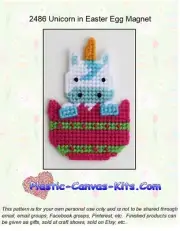 Unicorn in Easter Egg Magnet-Plastic Canvas Pattern/Kit