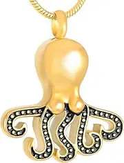 BIAIHQIE Stainless Steel Octopus Cremation Pendant Memorial Necklace Ashes Holder Urn Funeral Keepsake Jewelry