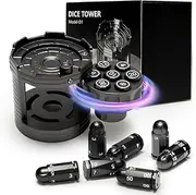 Metal Polyhedral Bullet Dice with Spinning Revolver Cylinder Container-Cyberpunk Style,Cyberpunk Style Dice for Warhammer 40K, D&D, Sci-Fi, War,or Crime Theme Tabletop Games (Black)