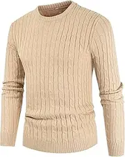 [Qolkmuiy-GJ] Men's Fashion Crewneck Structured Sweatshirt Knit Soft Casual Pullover Casual Waffle Textured Sweaters