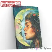 Paint By Numbers Kit Woman Moon Abstract Wall Acrylic Kids Oil DIY Home Framed