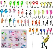 Ice Fishing Jig Kit - Walleye Jigs Set,Winter Ice Fishing Hooks Lures Tackle Gear Swimbaits for Topwater Saltwater Walleye Crappie Panfish Trout