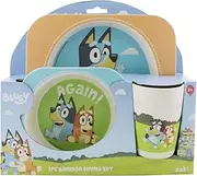 Blue 3pce Bamboo/Melamine Mealtime Set