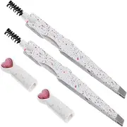PENIKOKO 2pcs Multi Function Eyebrow Tool Precision Facial Hair Removal Razor Eyelash Comb Tweezers for Shaped Eyebrows Portable Grooming Kit