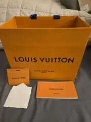 LOUIS VUITTON 9.75” x 8.25” X 6” Authentic Paper Shopping Bag Small Orange Kit