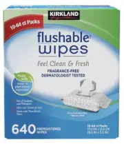 Kirkland Signature Moist Flushable Wipes, Unscented, 640 Wipes