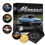 110290 HOLDEN MONARO ENAMEL 9 COIN PENNY COLLECTION SET WITH COLOURED PENNIES