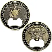[Rumkou] U.S.Marine Corps Devil Dog Veteran Military Challenge Coin Army Key Chain USMC Bottle Opener