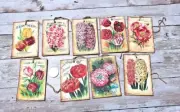 9~Vintage~Ephemera~Bulbs & Seeds~Junk Journal~Linen Cardstock~Gift~Hang~Tags