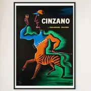 Galrie Cinzano Toujours Favori 1950 Vintage Alcohol Art Poster for Home Decor, Black Frame, A3 30 x 42cm (12 x 16inch)