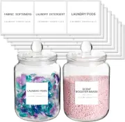 Laundry Room Organiser Jars, Laundry Storage Glass Containers with Labels and Ai