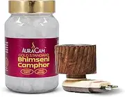 AuraCam Gold Standard Bhimseni Camphor with Electrical Diffuser/Camphor/Kapoor Burner/Aromatic for Pooja, Meditation, Havan/Pure & Natural Pacha Kapoor with Stand for Home, Office (Pack 1, 100 g)