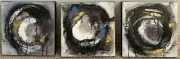 Original One Of A Kind, 3 Abstract Mixed Media, Paintings 8” X 8” On Wood Panel