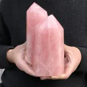 5.56LB Natural Rose Quartz Obelisk Crystal Wand Two Point Reiki Tower Healing